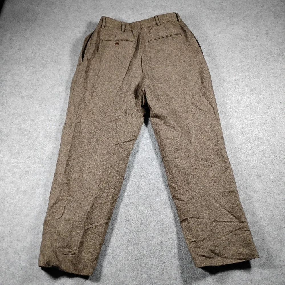 J.Crew Brown 100% Wool Pleated Tapered Dress Pants Mens 28 Made in Canada